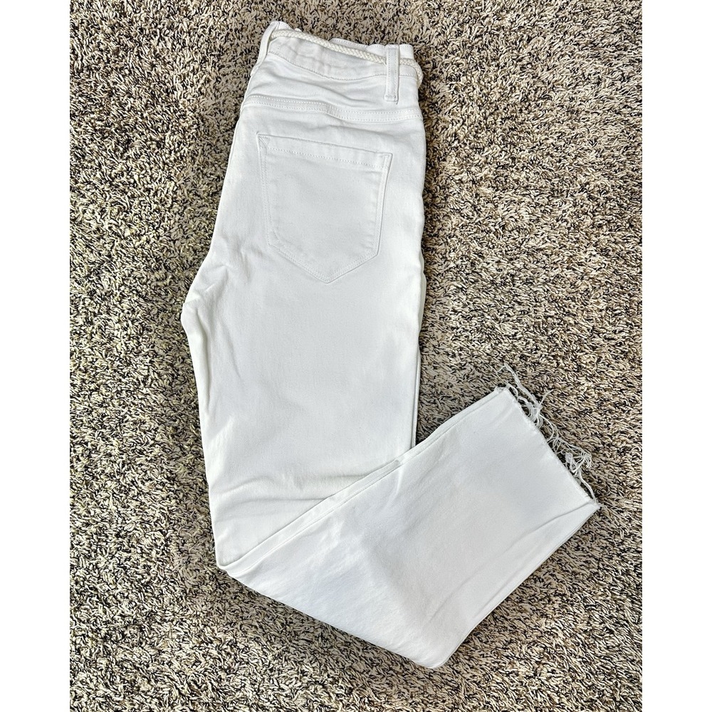 Kensie Size 4/27 Ivory Vintage Luxe Jeans The Amber High Rise Stove Drawstring